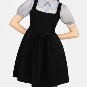 Disturbia deadhead rose embroidered denim